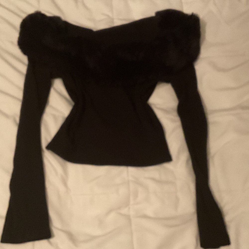 Iris Black Long Sleeve Top